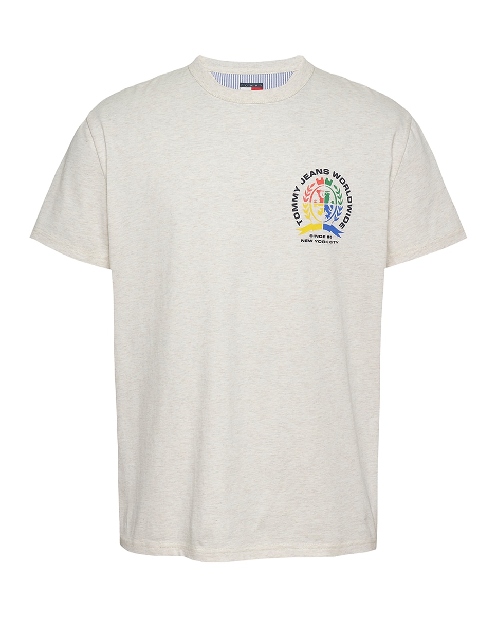 T-shirt com Logótipo Estampado nas Costas e Regular Fit Cru-4