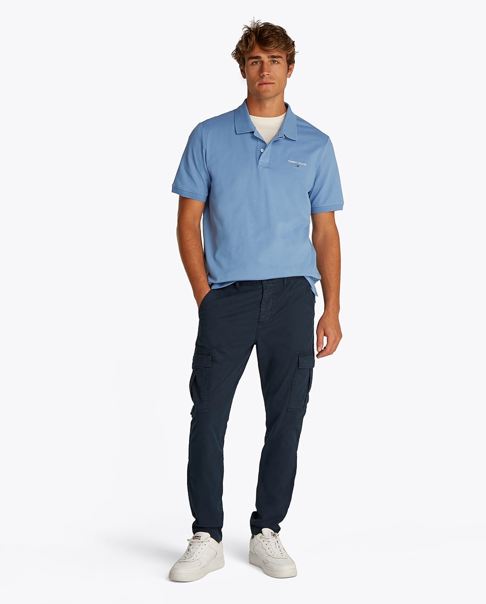 Polo Regular Fit com Manga Curta Azul-6
