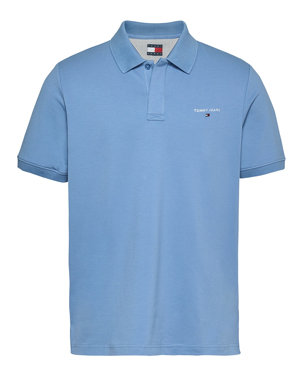 Polo Regular Fit com Manga Curta Azul-4