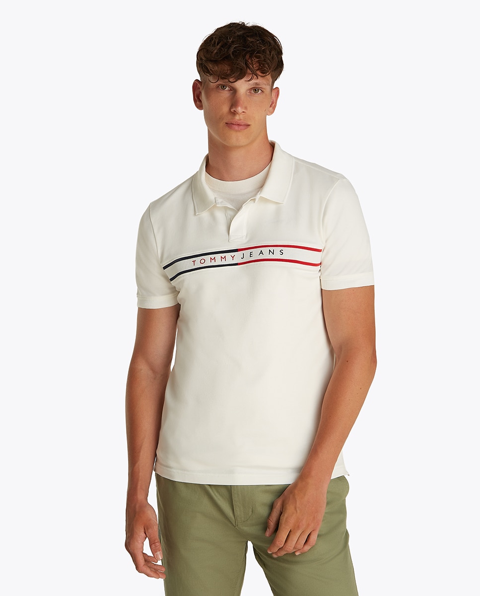 Polo Slim Fit de Manga Curta Branco-1