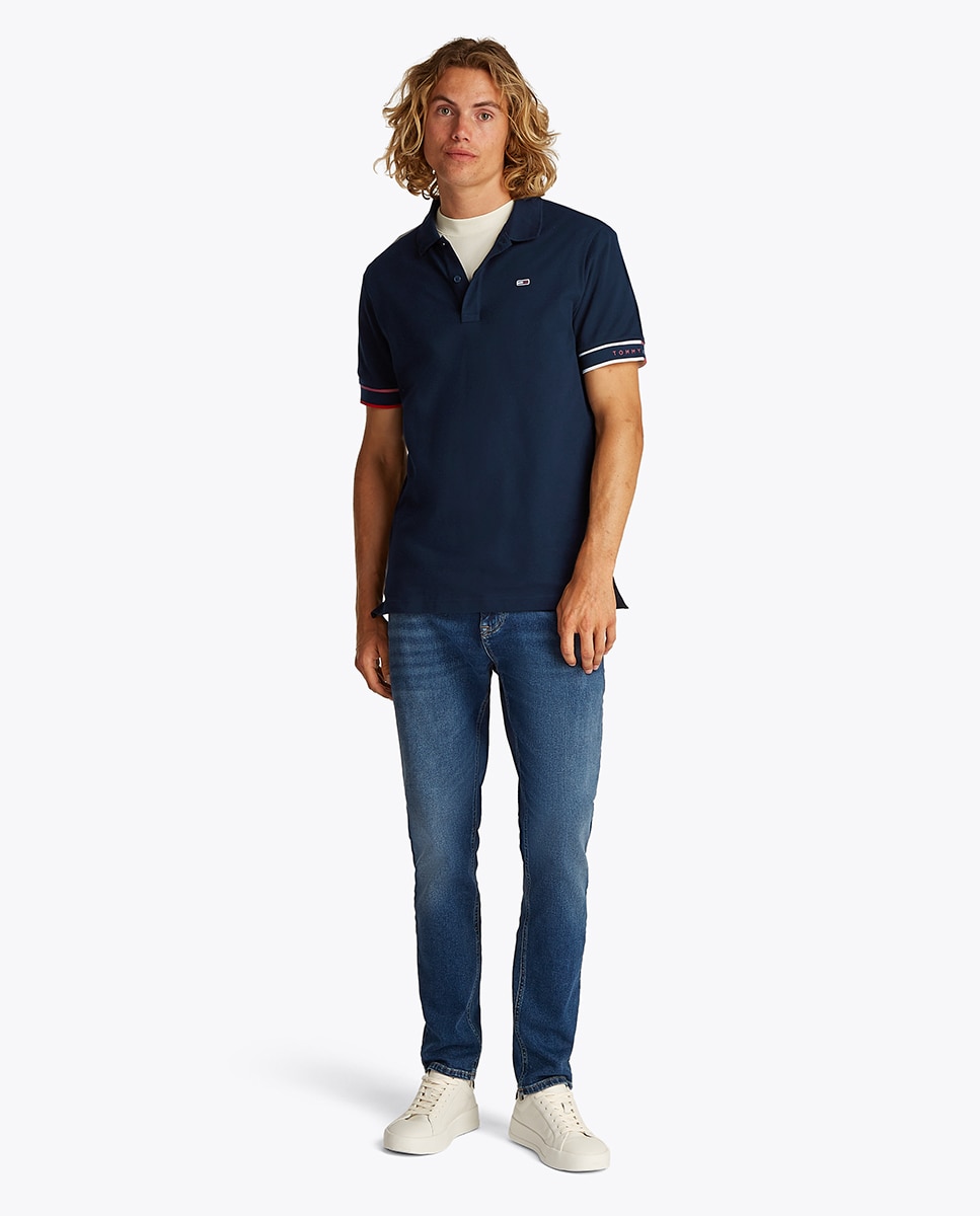 Polo Slim Fit de Manga Curta Azul-marinho-6