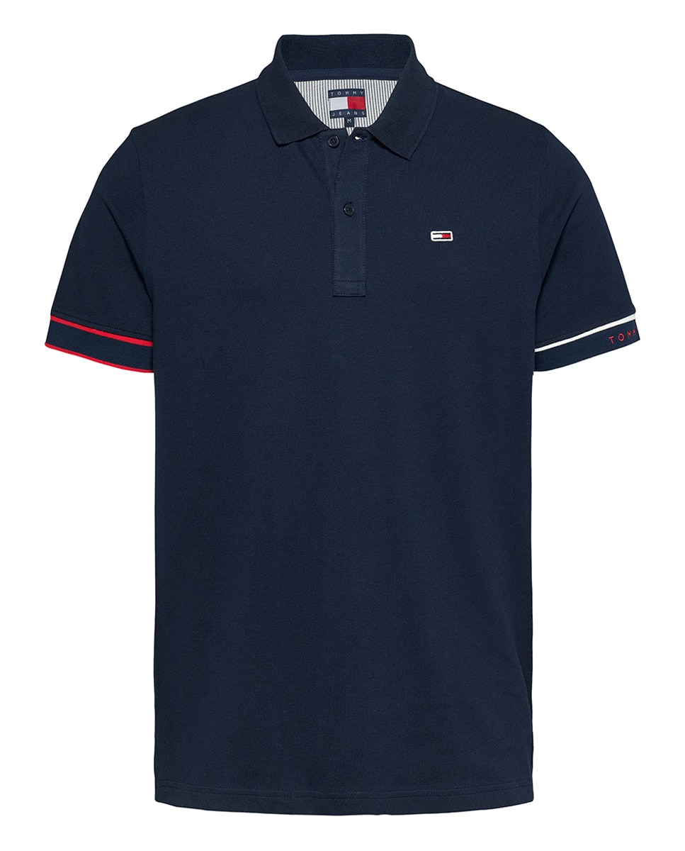 Polo Slim Fit de Manga Curta Azul-marinho-4