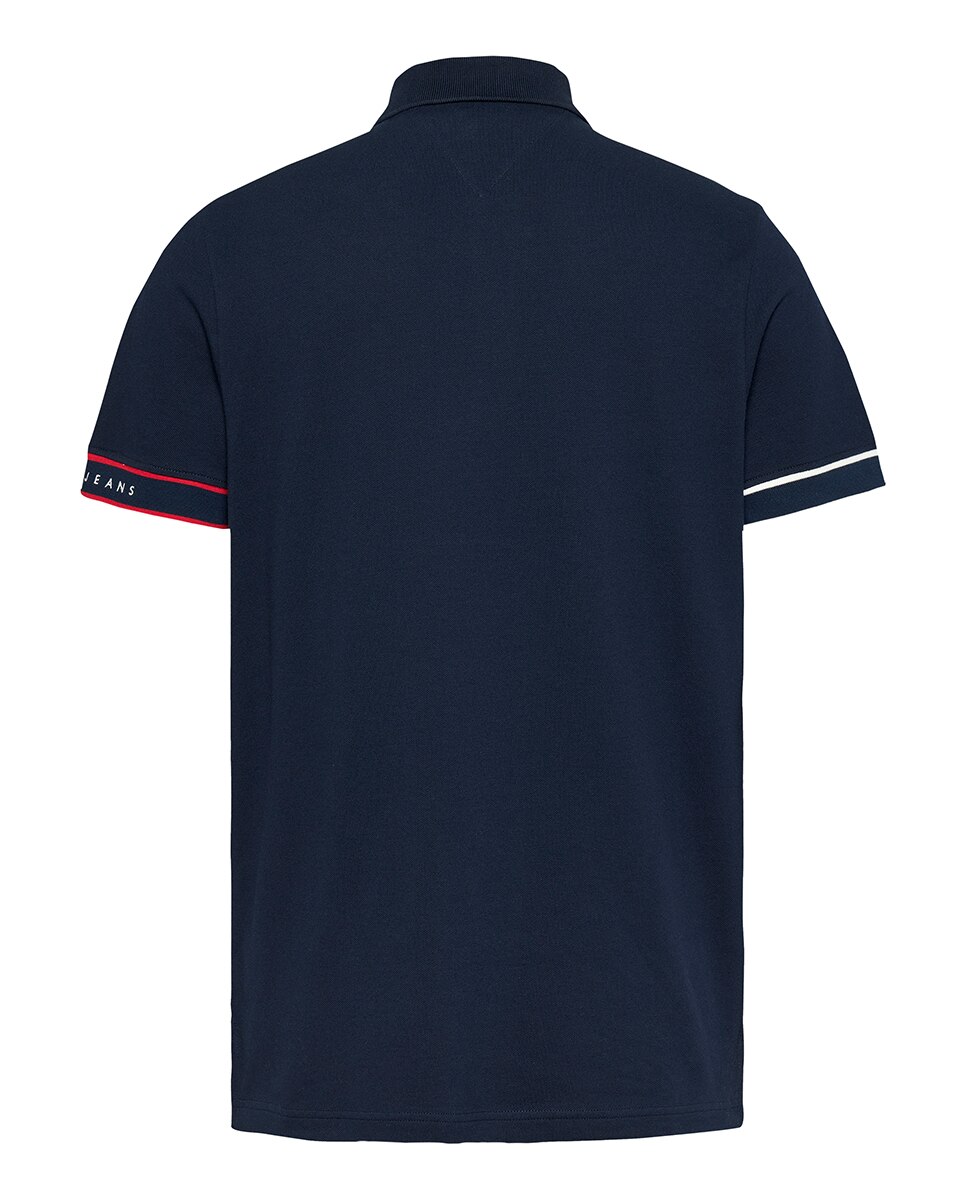 Polo Slim Fit de Manga Curta Azul-marinho-5