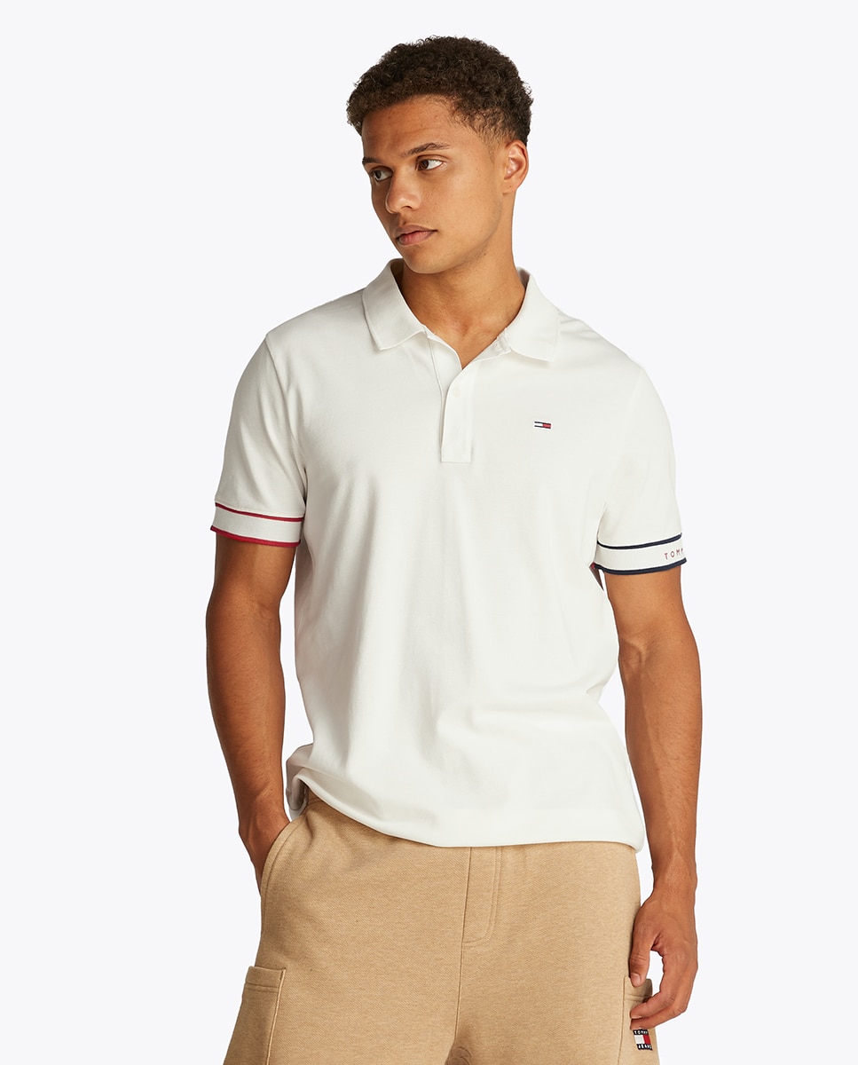 Polo Slim Fit de Manga Curta Branco-1