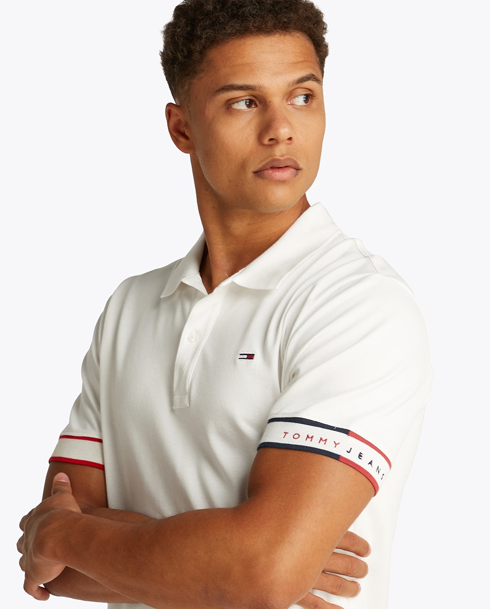 Polo Slim Fit de Manga Curta Branco-3