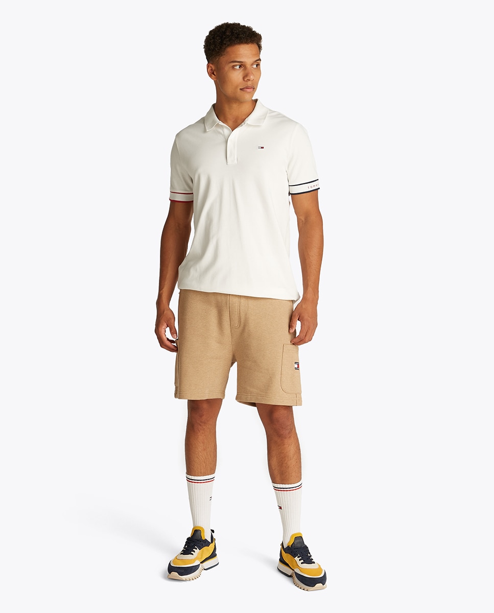Polo Slim Fit de Manga Curta Branco-6