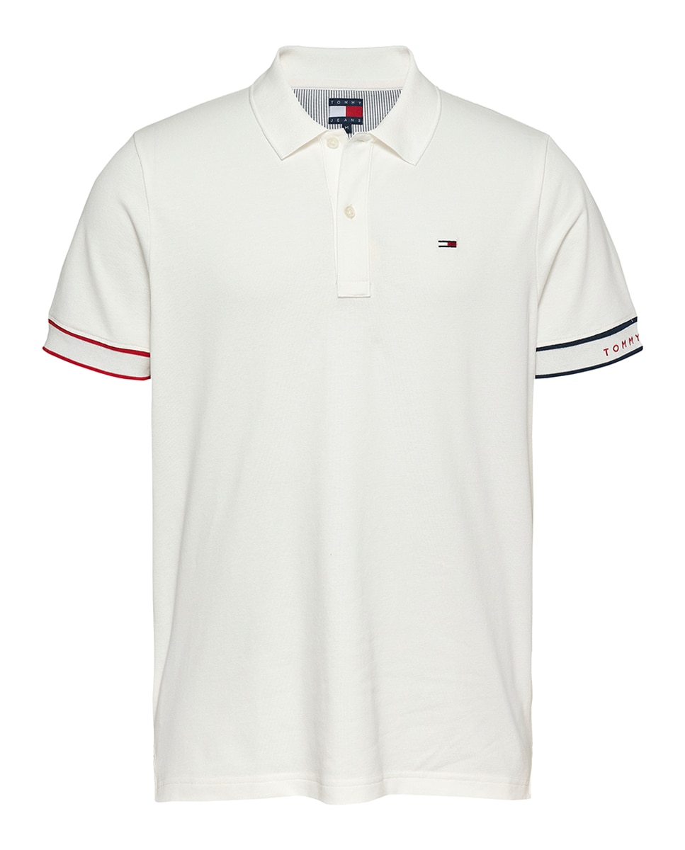Polo Slim Fit de Manga Curta Branco-4