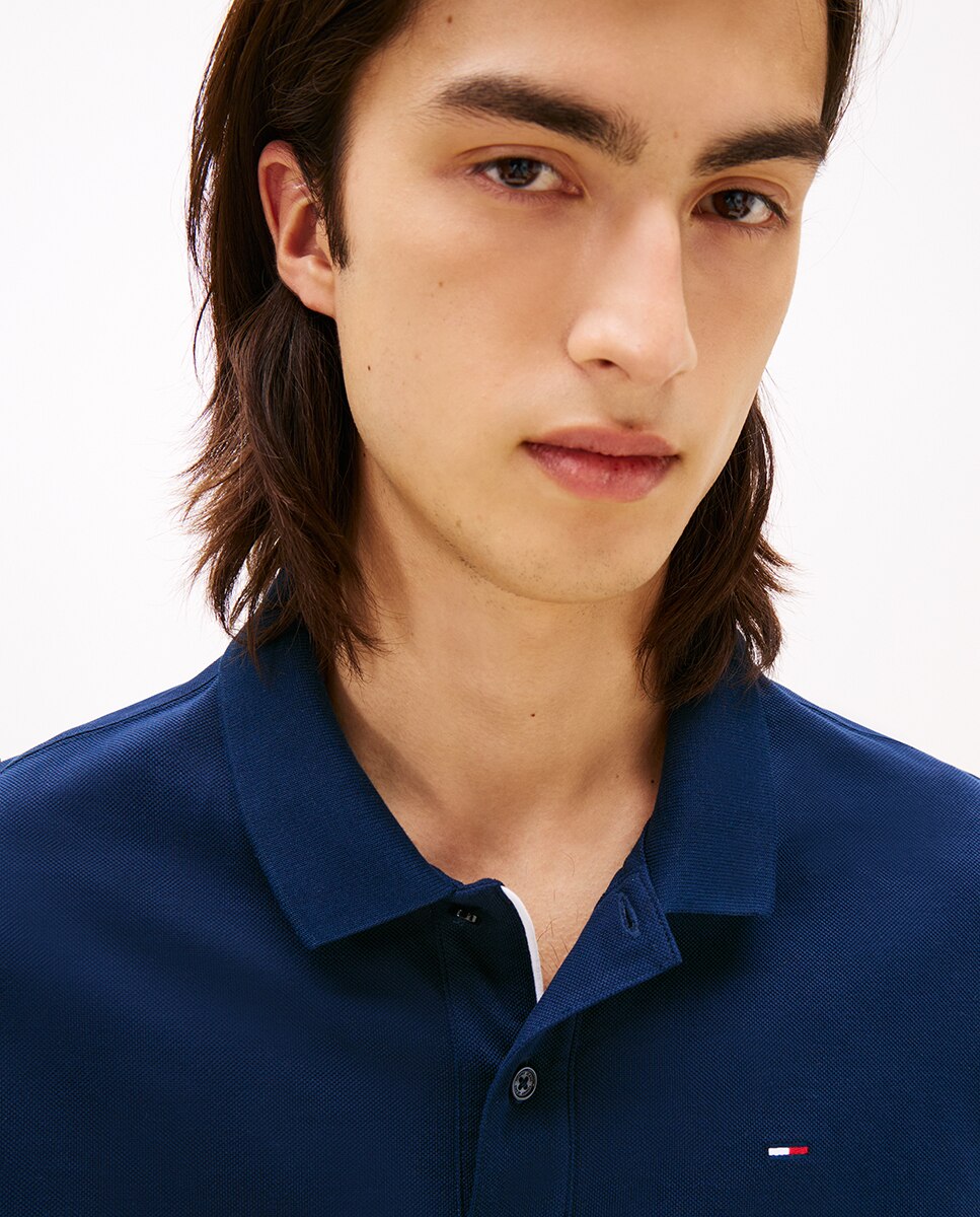 Polo Slim Fit de Manga Comprida Azul-marinho-3