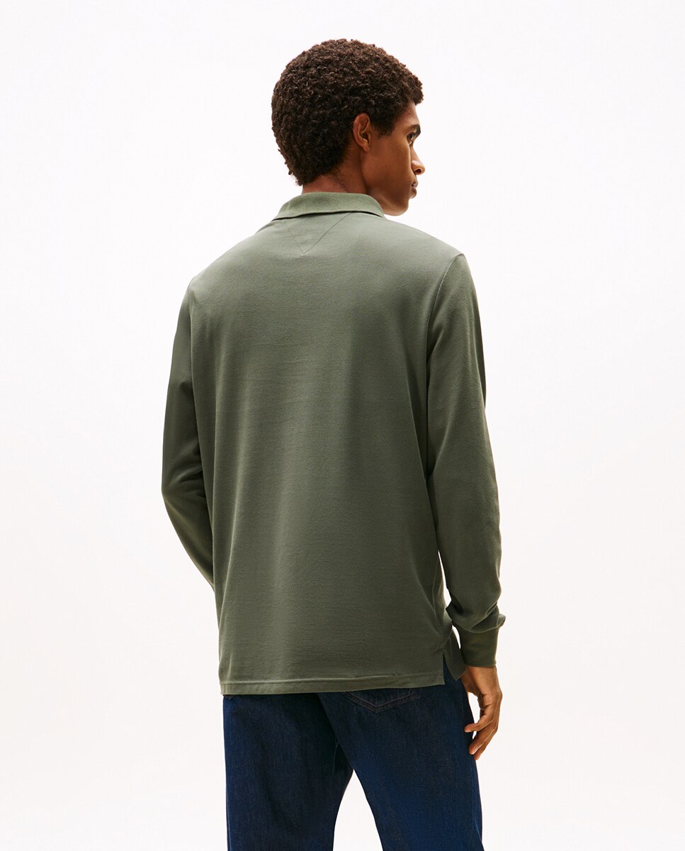 Polo Slim Fit de Manga Comprida Verde-escuro-2