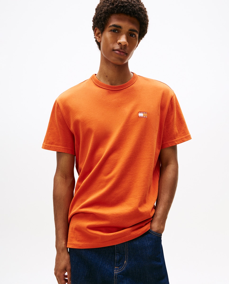 T-shirt Regular Fit com Manga Curta Laranja-1