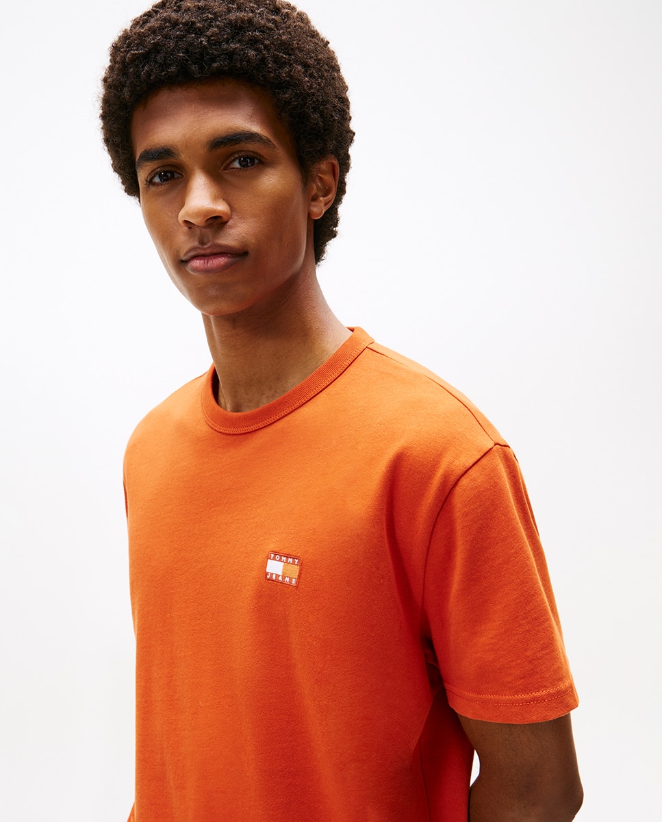 T-shirt Regular Fit com Manga Curta Laranja-3