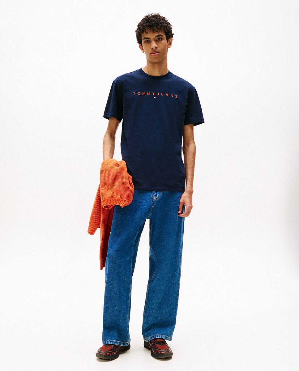 T-shirt Regular Fit com Manga Curta Azul-marinho-5