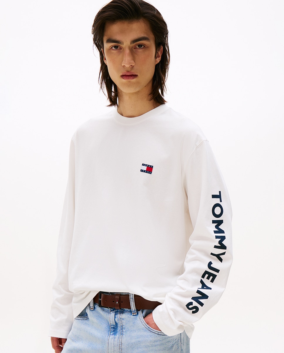 Camisola Relaxed Fit com Manga Comprida Branco-1