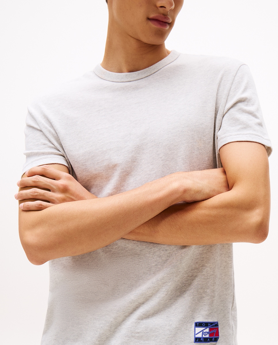 T-shirt Regular Fit com Manga Curta Cinzento-claro-3