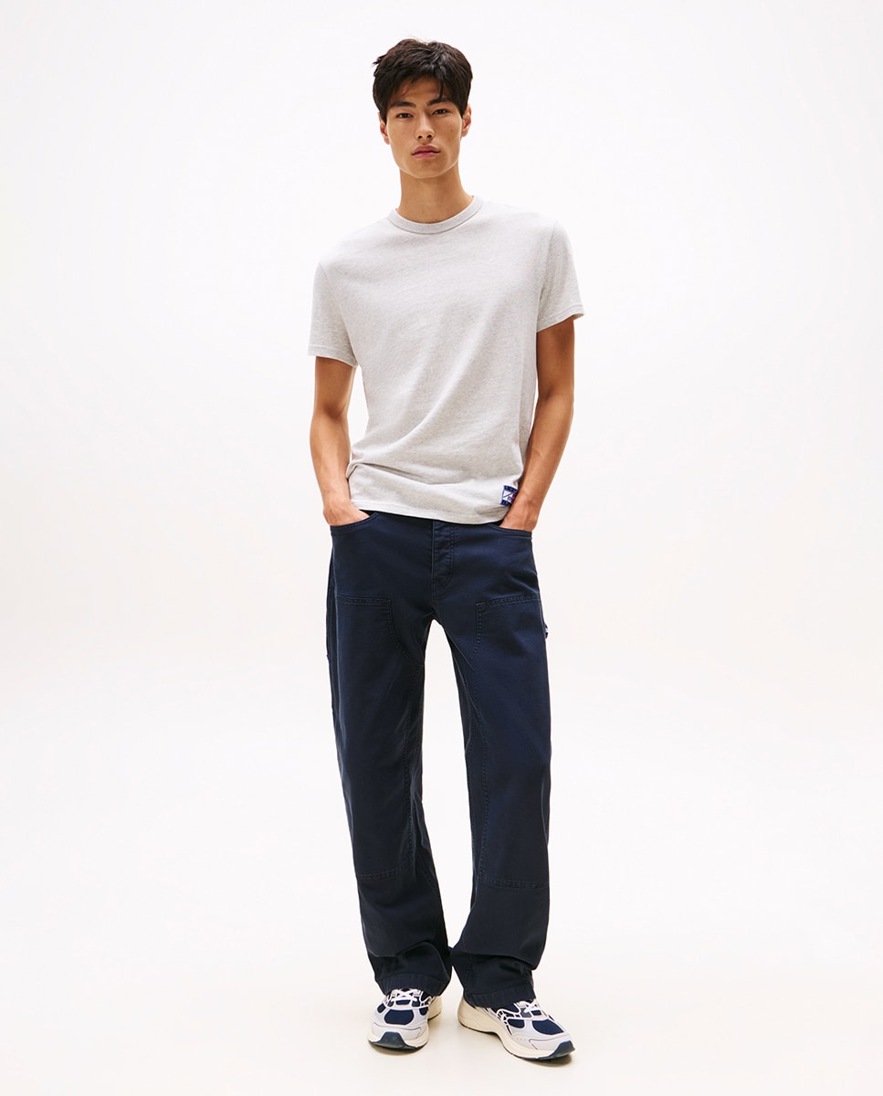 T-shirt Regular Fit com Manga Curta Cinzento-claro-5