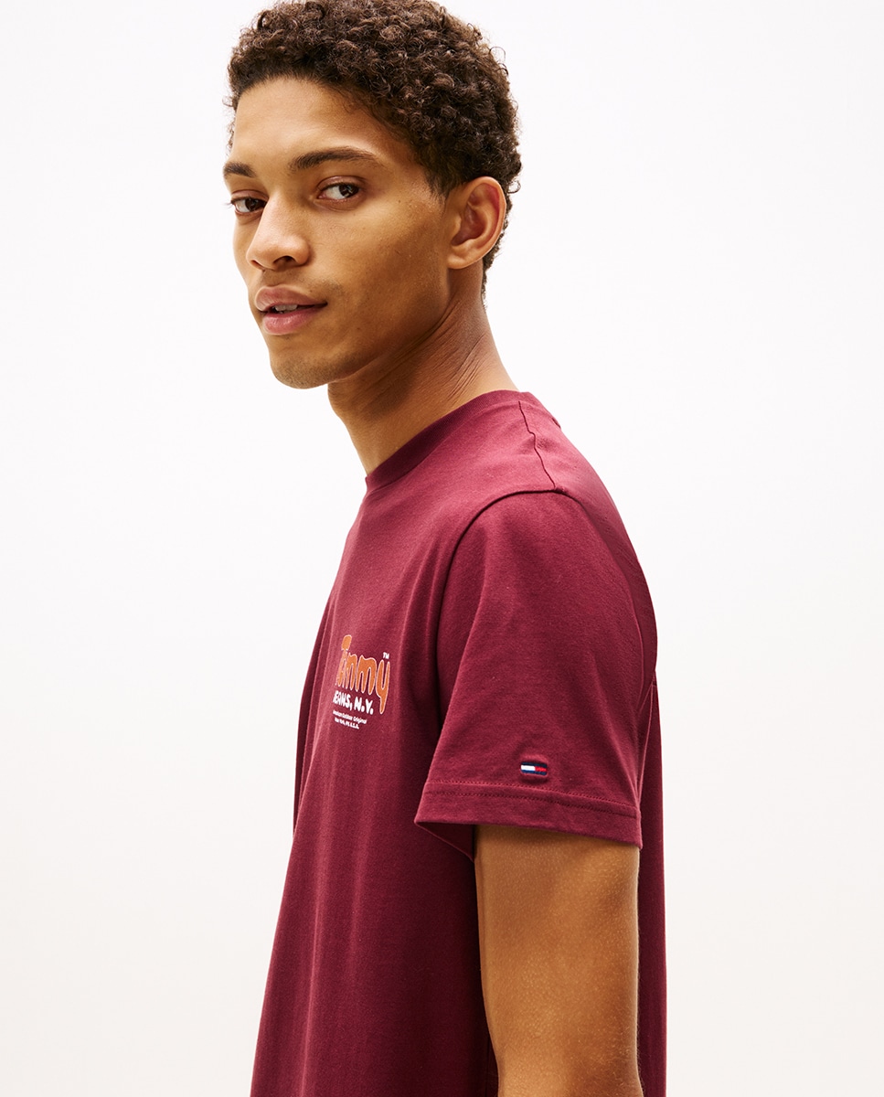 T-shirt Slim Fit de Manga Curta Bordeaux-3