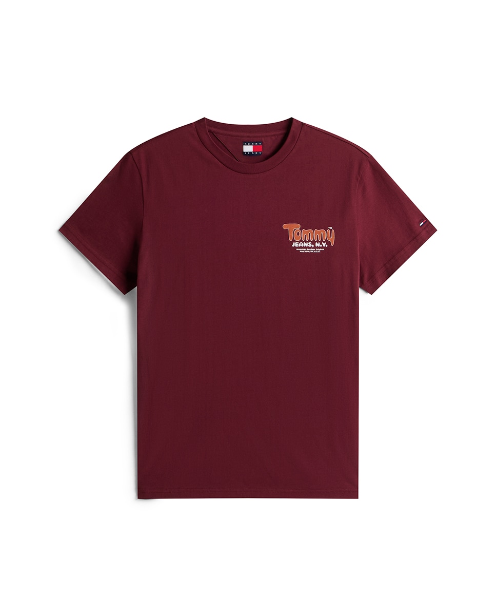 T-shirt Slim Fit de Manga Curta Bordeaux-4