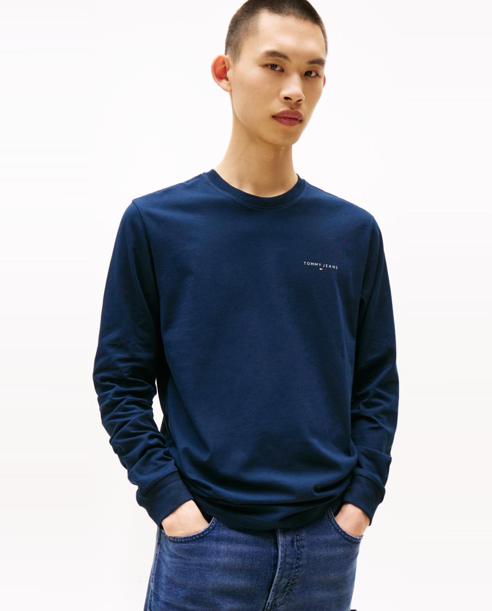 Imagen 0 de Camiseta de hombre TJM Slim Chest Linear LS Tee de Tommy Jeans. Azul marino
