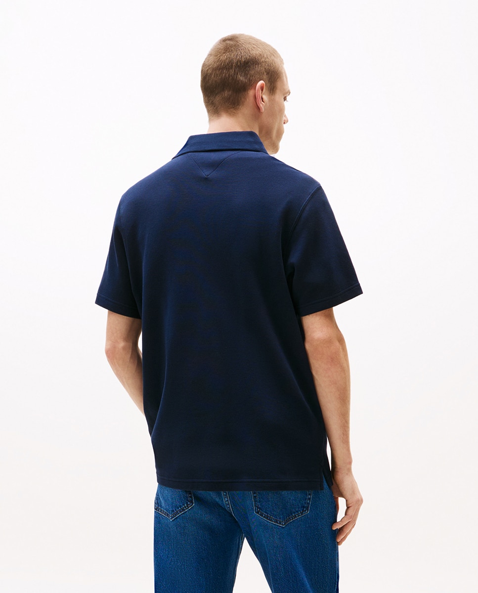 Polo Regular Fit com Manga Curta Azul-marinho-2
