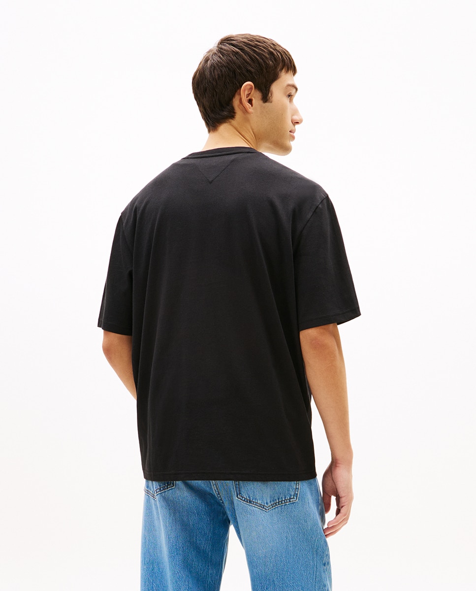 T-shirt 90s Fit com Manga Curta Preto-2