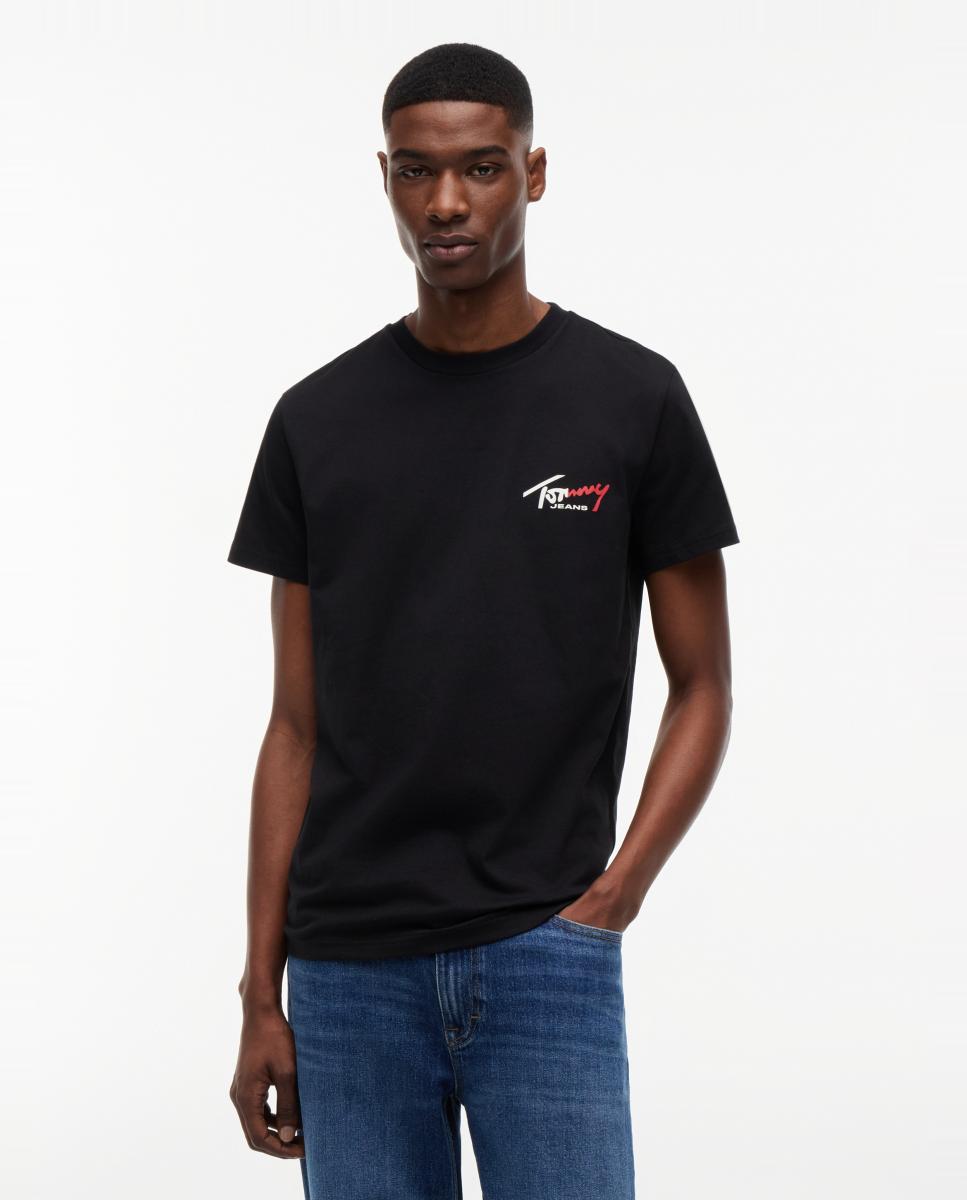 Tommy Jeans - Camiseta de hombre de manga corta con corte slim y logotipo en el pecho.