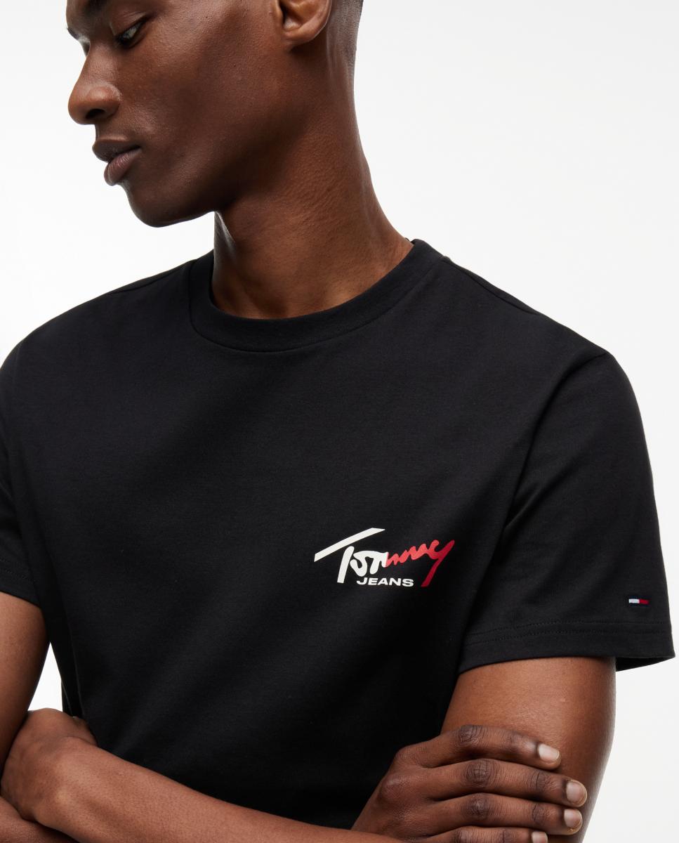 Imagen 3 de Camiseta de hombre de manga corta con corte slim y logotipo en el pecho - Tommy Jeans - Negro Negro