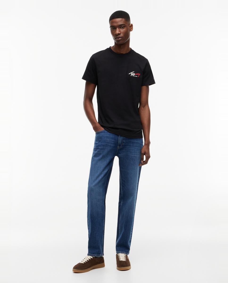 Imagen 5 de Camiseta de hombre de manga corta con corte slim y logotipo en el pecho - Tommy Jeans - Negro Negro