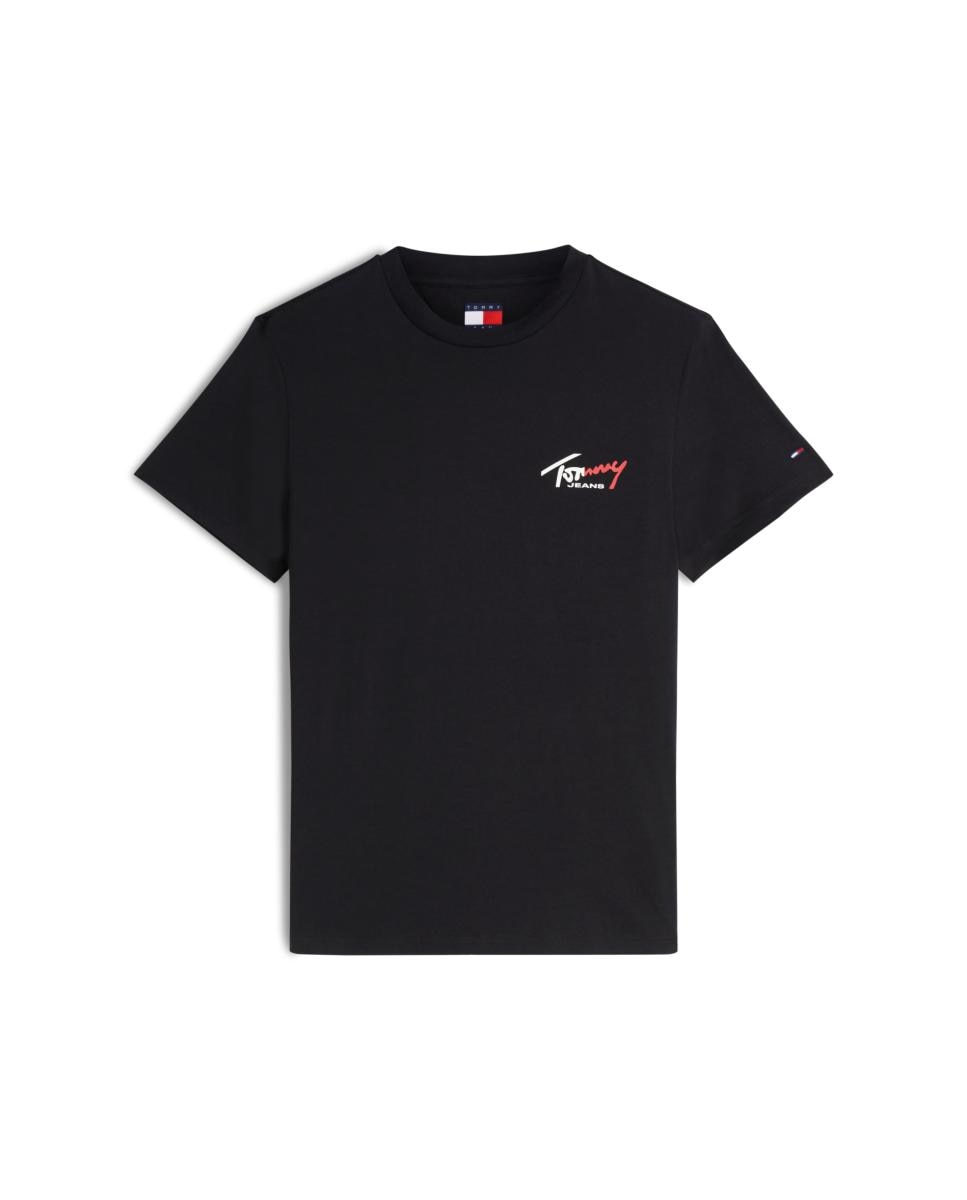 Imagen 4 de Camiseta de hombre de manga corta con corte slim y logotipo en el pecho - Tommy Jeans - Negro Negro