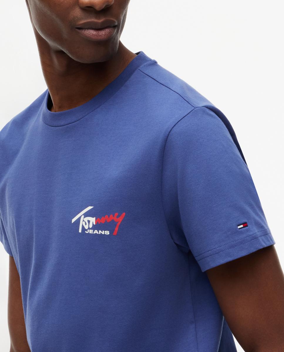 Imagen 3 de Camiseta de hombre de manga corta con corte slim y logotipo en el pecho - Tommy Jeans - Azul Azul