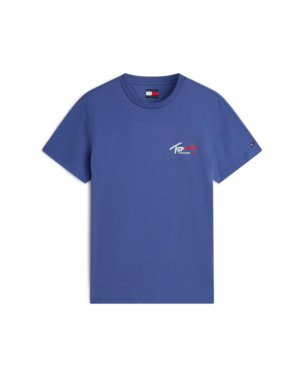 Imagen 4 de Camiseta de hombre de manga corta con corte slim y logotipo en el pecho - Tommy Jeans - Azul Azul