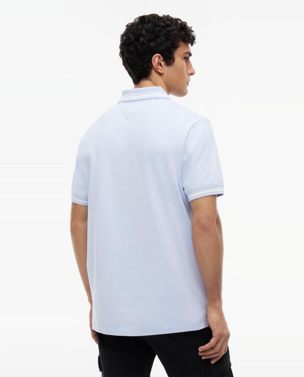 Polo de Manga Curta com Corte Regular e Detalhes em Contraste Azul-claro-2