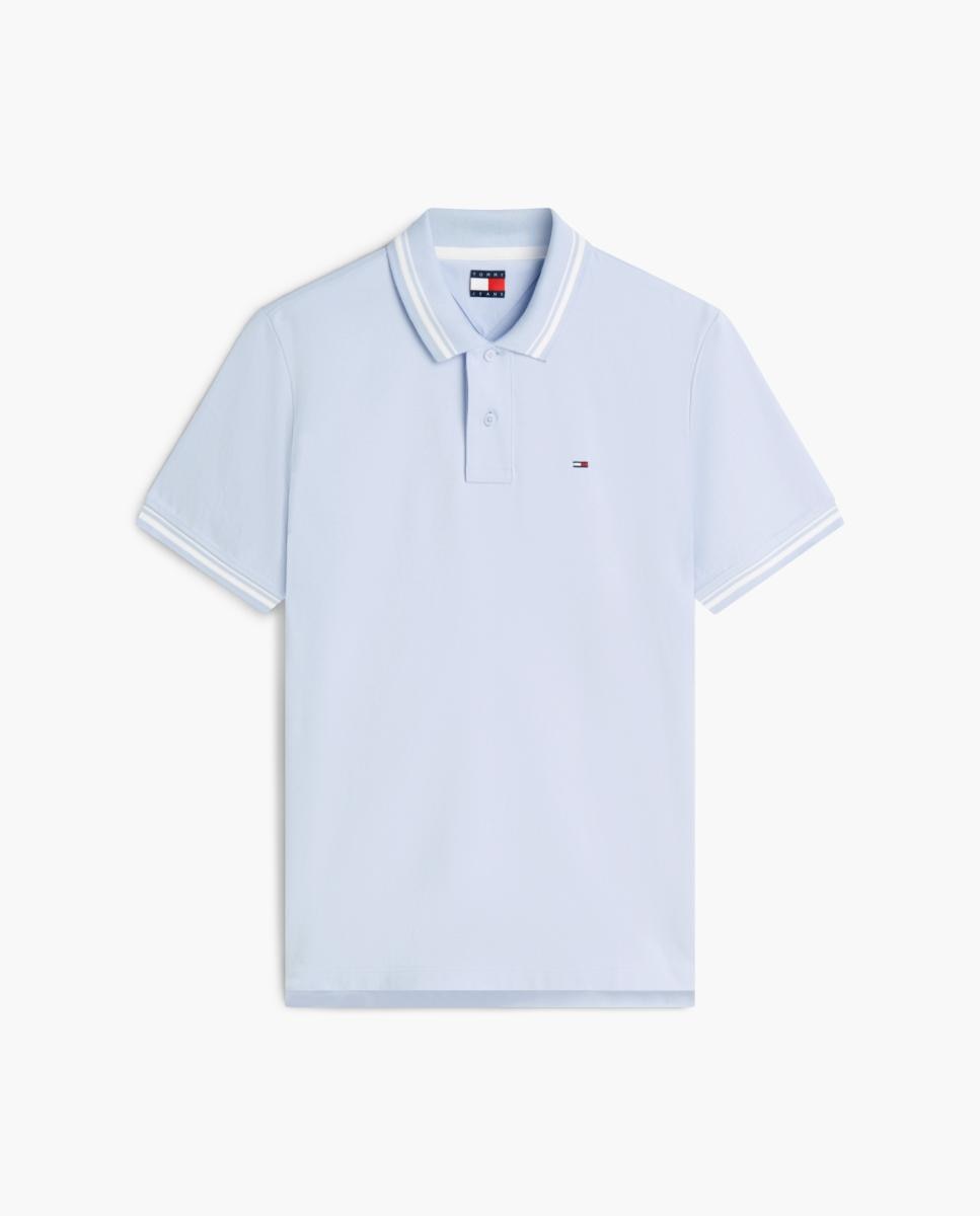 Polo de Manga Curta com Corte Regular e Detalhes em Contraste Azul-claro-4
