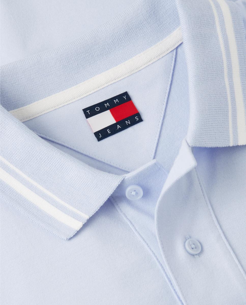 Polo de Manga Curta com Corte Regular e Detalhes em Contraste Azul-claro-5