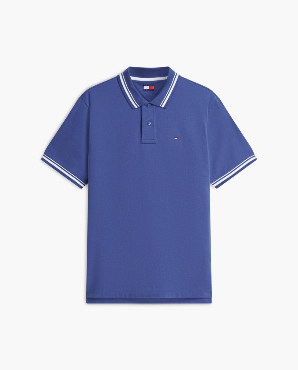 Polo de Manga Curta com Corte Regular e Detalhes em Contraste Azul-4