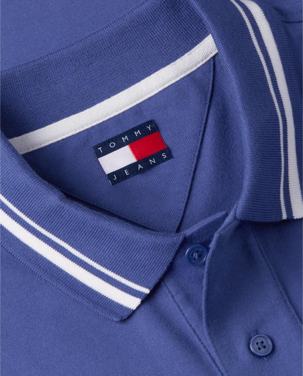 Polo de Manga Curta com Corte Regular e Detalhes em Contraste Azul-5