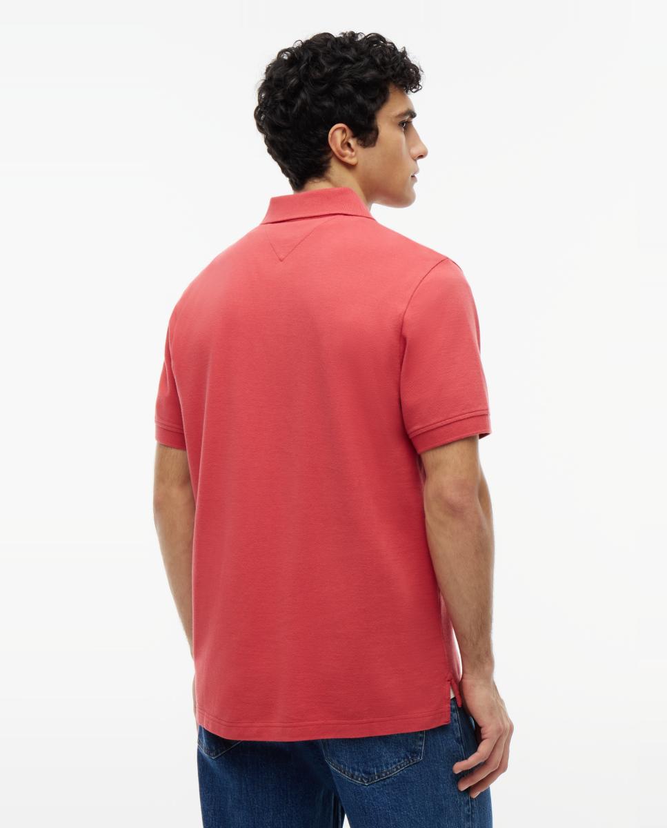 Polo de Manga Curta com Corte Regular e Desenho Essencial Coral-2