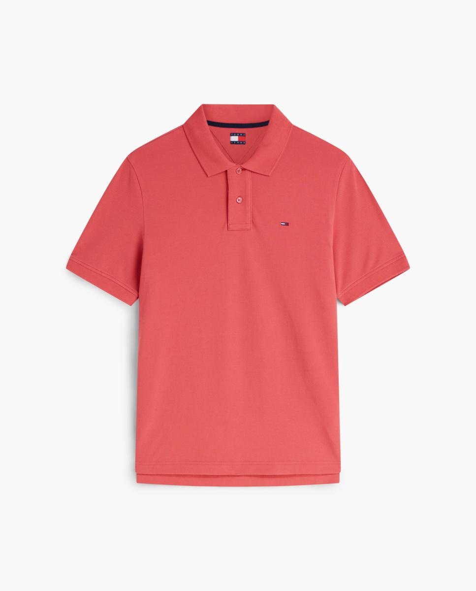 Polo de Manga Curta com Corte Regular e Desenho Essencial Coral-4