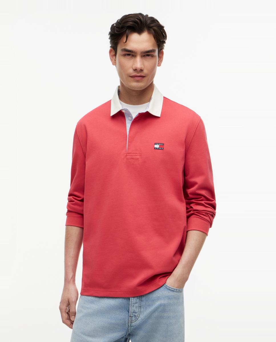 Tommy Jeans - Polo rugby de hombre con corte relaxed y badge en el pecho.