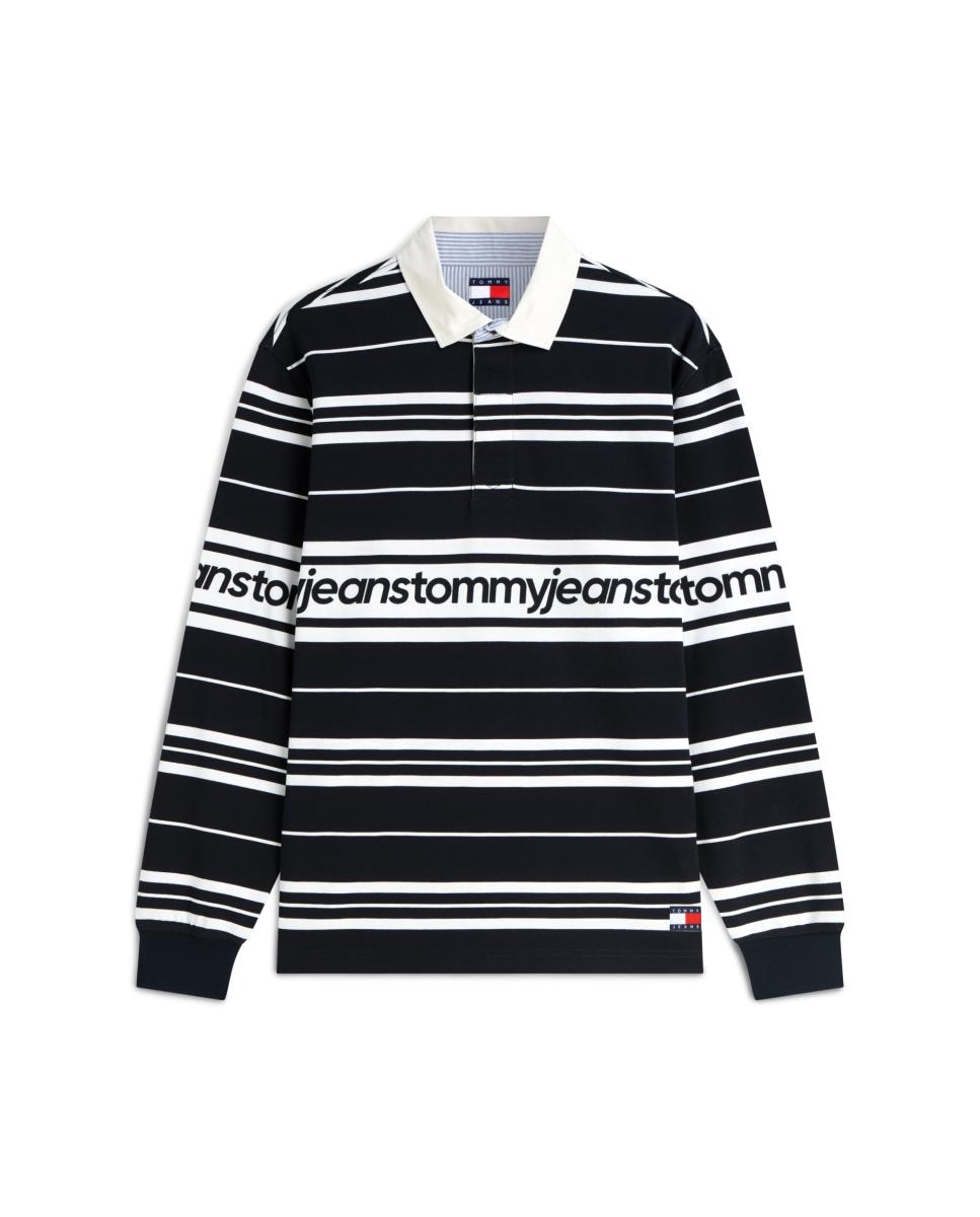 Polo Rugby às Riscas com Branding Integral Azul-marinho-4