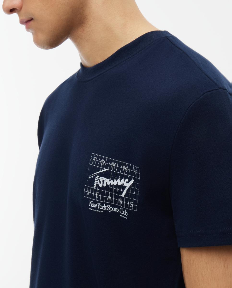 Camiseta de hombre de manga corta con corte regular y gráfico con logo en el pecho - Tommy Jeans - Azul marino Azul marino-3