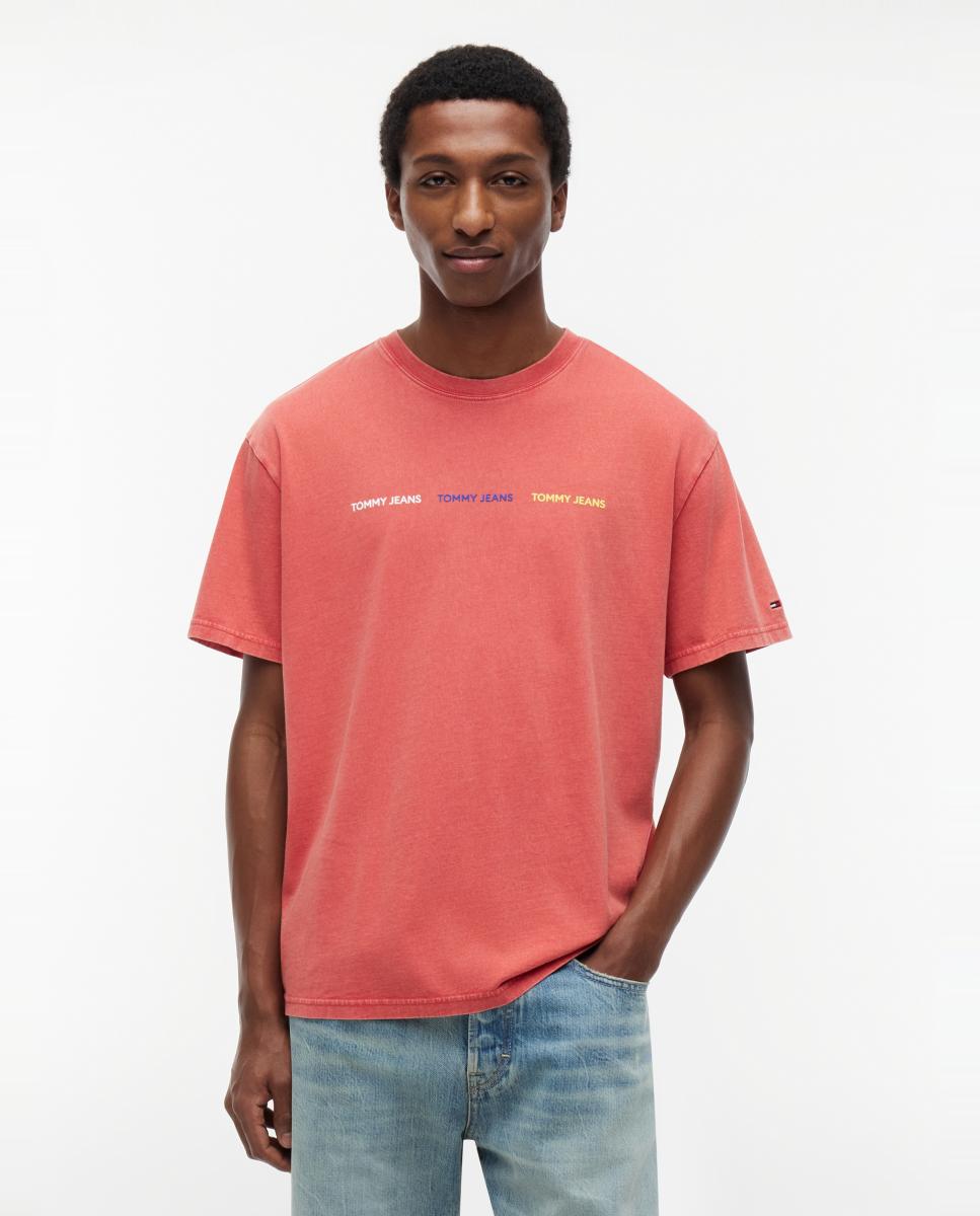 Imagem 0 de T-shirt de Manga Curta com Corte Regular e Logótipo Repetido Estampado no Peito