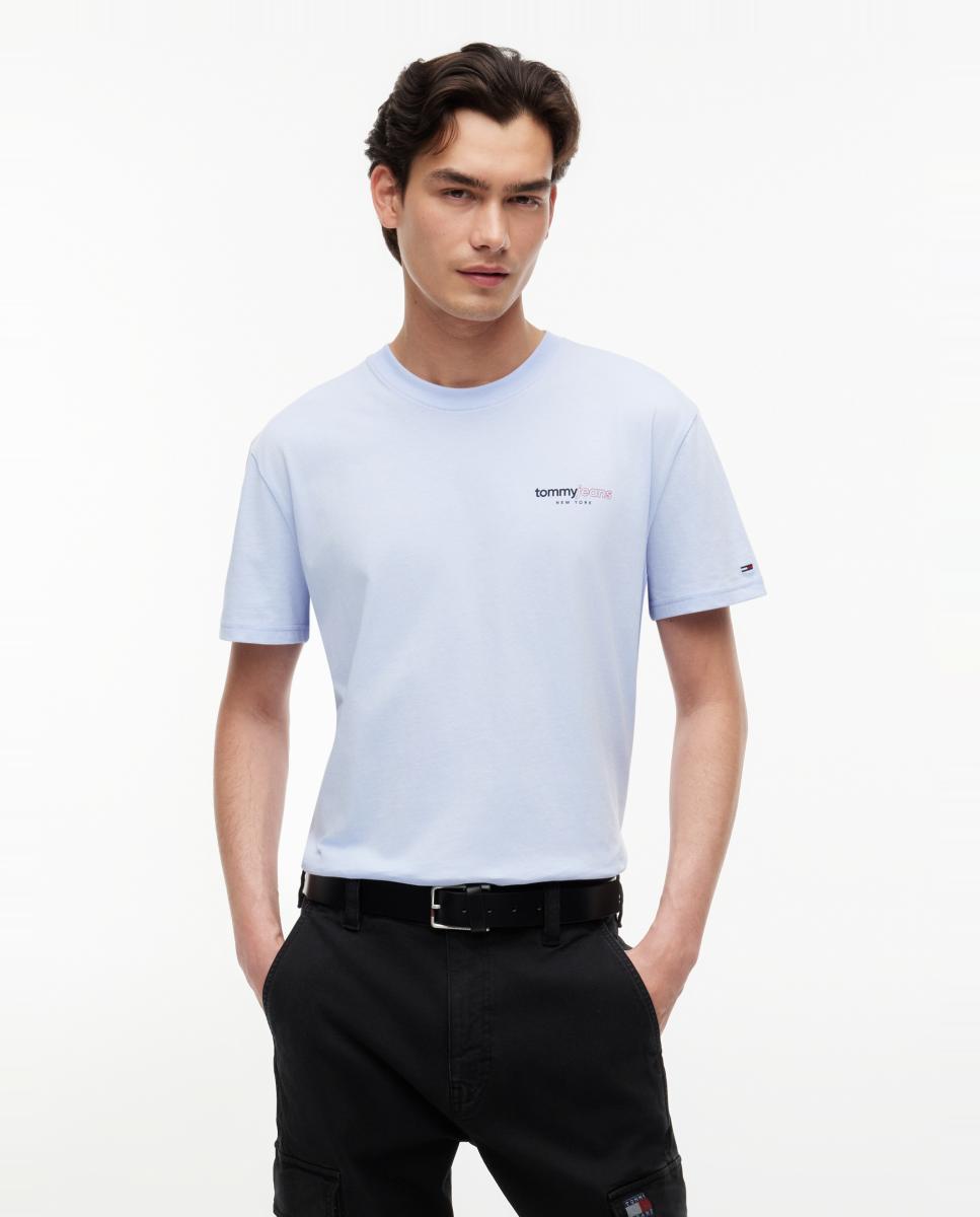 Camiseta de manga corta en color negro, con gráfico discreto en el pecho y corte regular - Tommy Jeans - Azul claro Azul claro-1