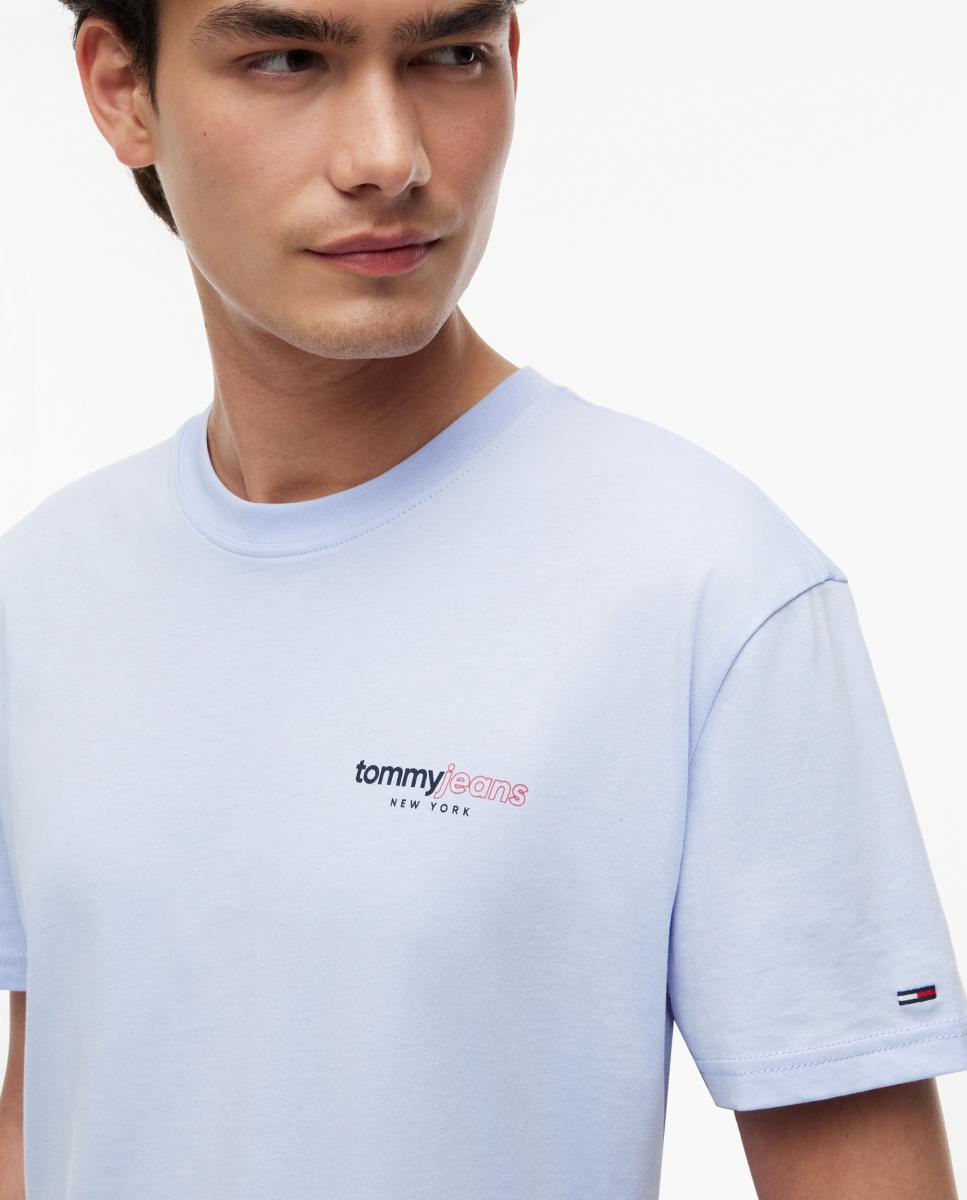 Camiseta de manga corta en color negro, con gráfico discreto en el pecho y corte regular - Tommy Jeans - Azul claro Azul claro-3