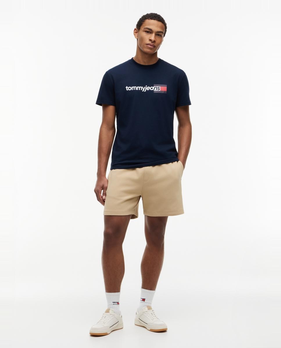 Camiseta de manga corta con corte regular y logo Tommy Jeans estampado en el pecho - Azul marino Azul marino-5