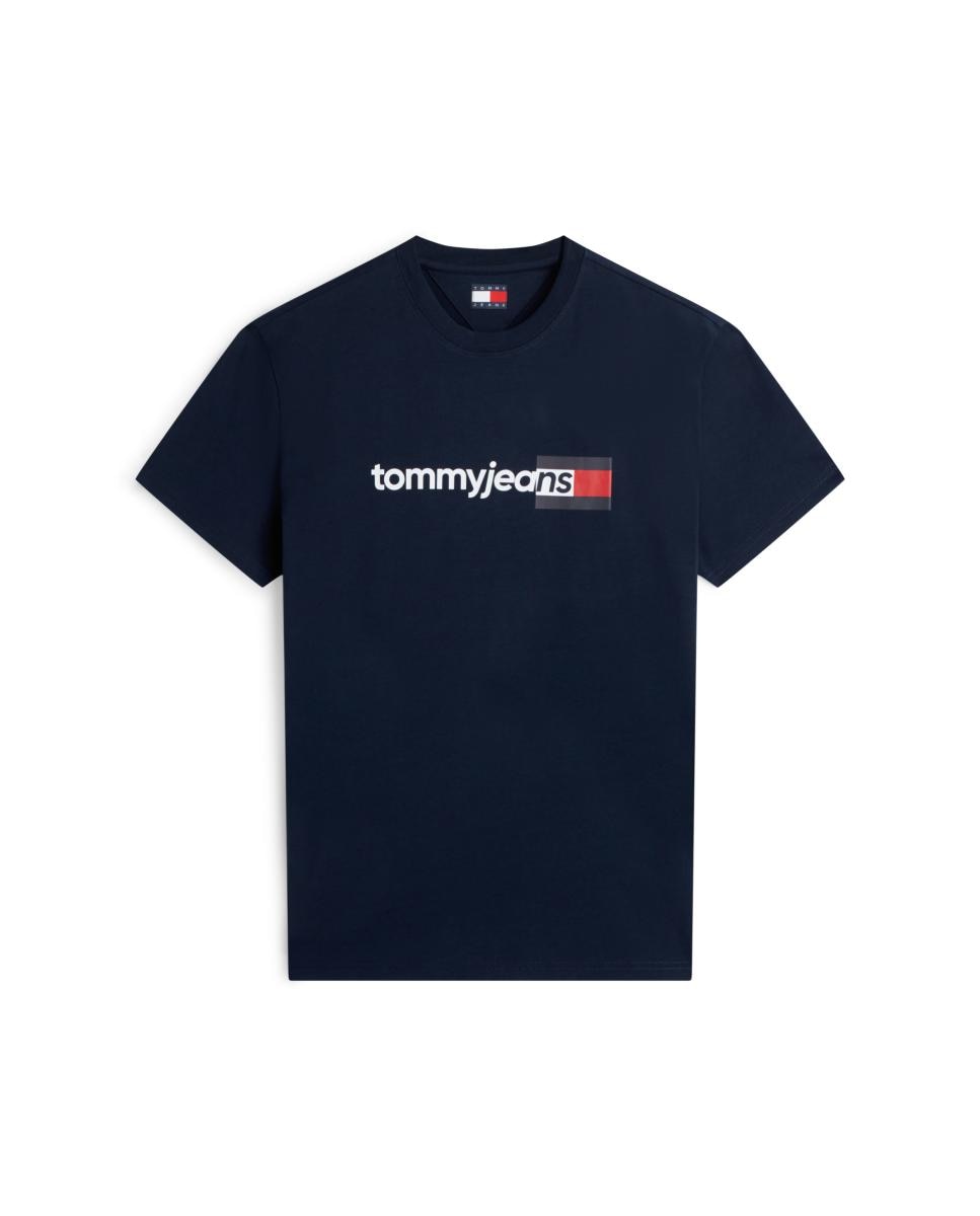 Camiseta de manga corta con corte regular y logo Tommy Jeans estampado en el pecho - Azul marino Azul marino-4