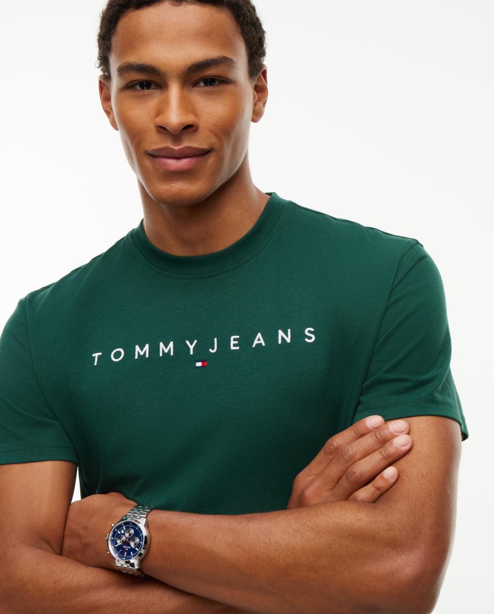 T-shirt de Homem TJM Reg Linear Logo Tee Verde-escuro-3