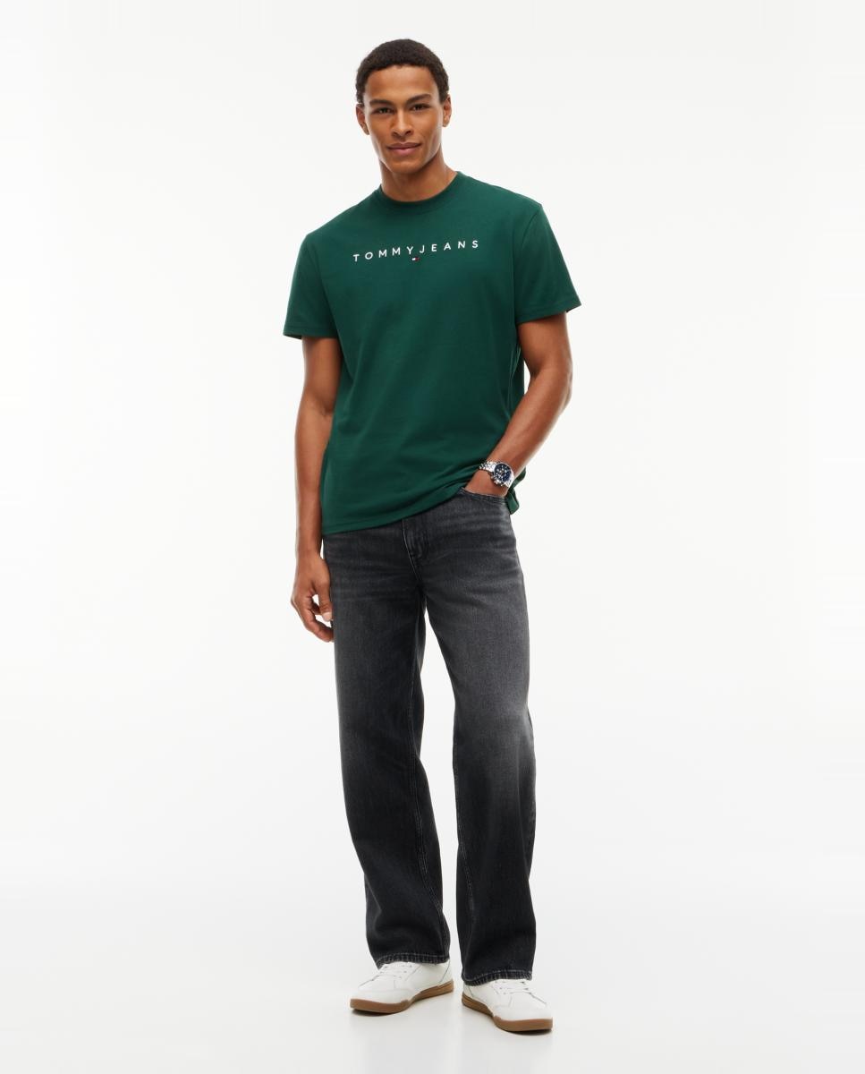 T-shirt de Homem TJM Reg Linear Logo Tee Verde-escuro-5