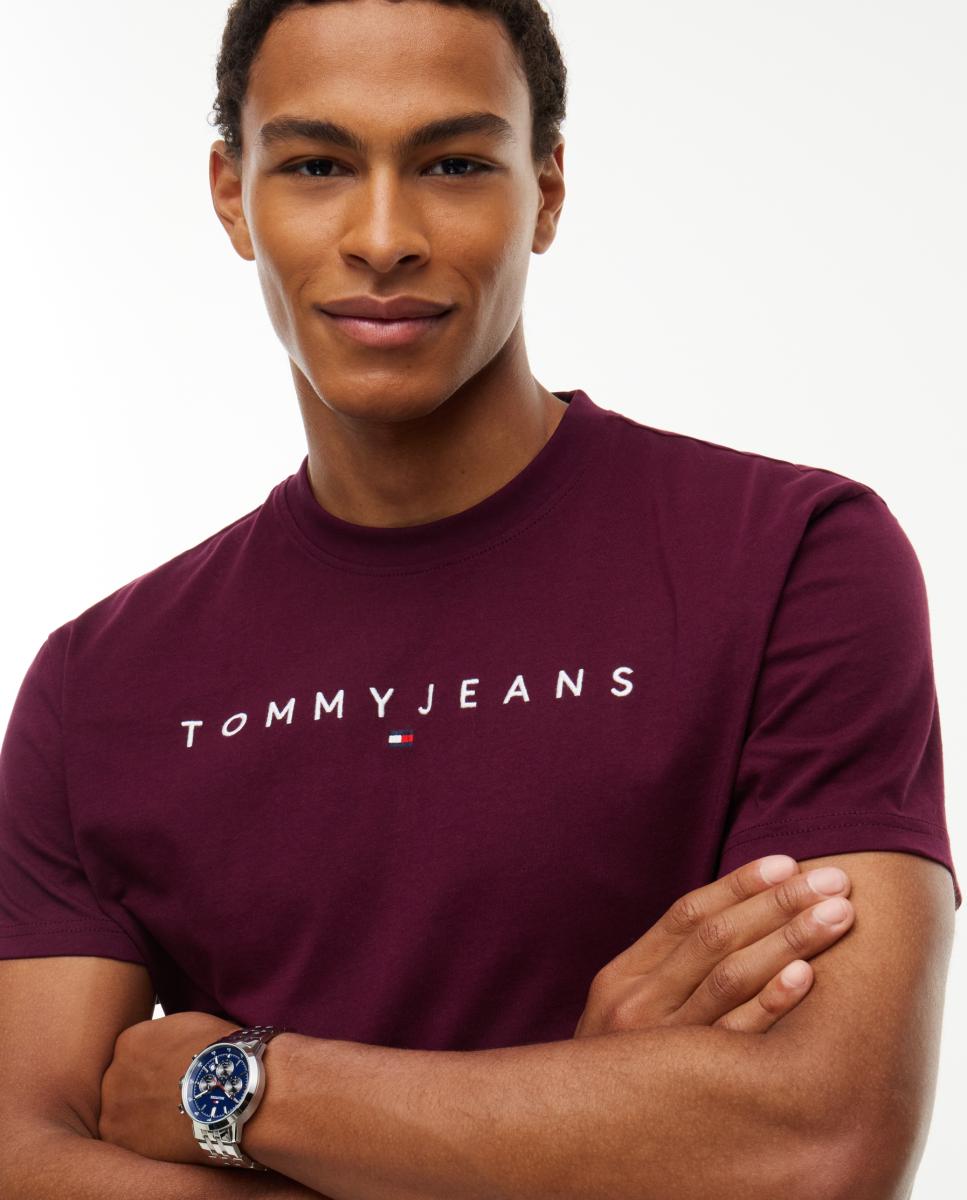 T-shirt de Homem TJM Reg Linear Logo Tee Bordeaux-3
