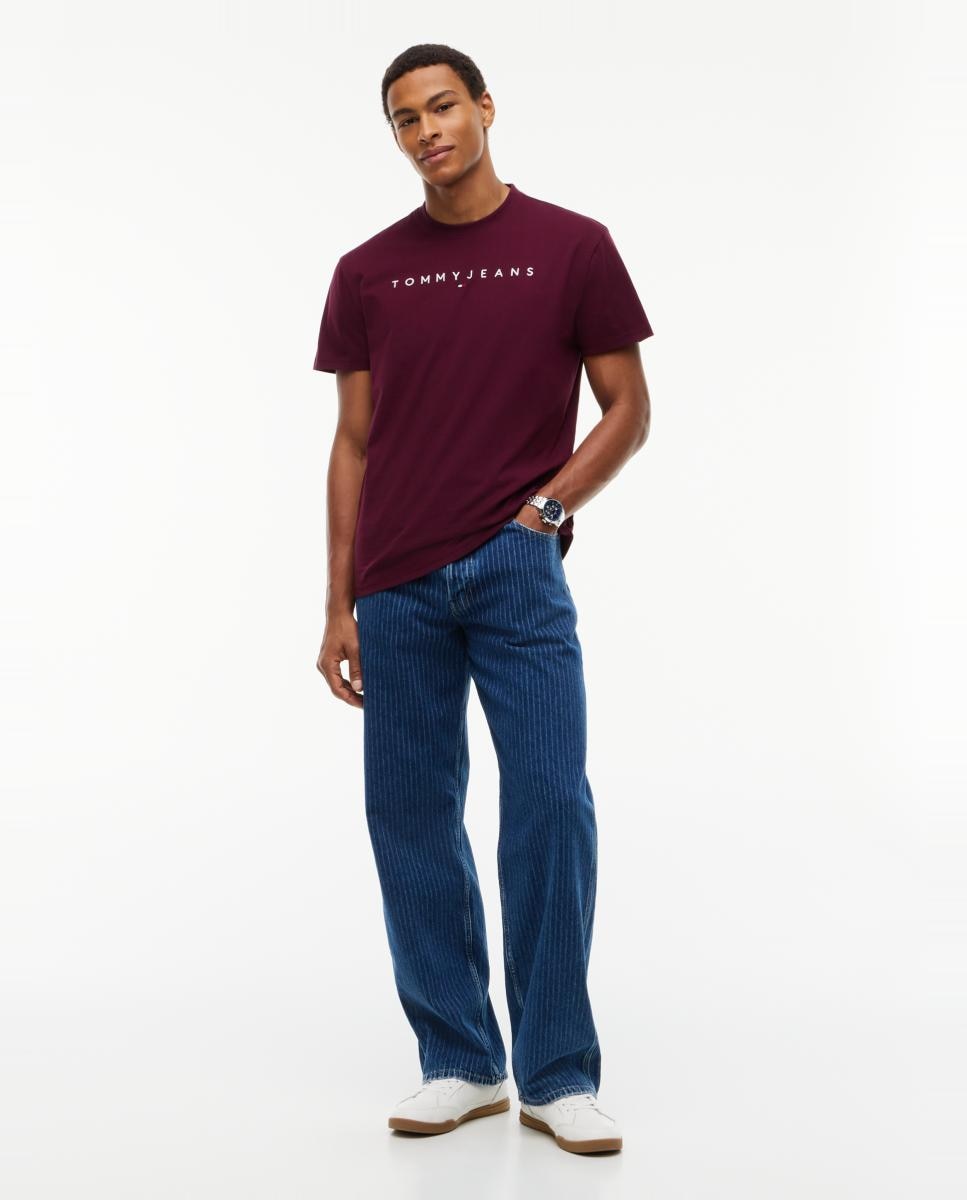 T-shirt de Homem TJM Reg Linear Logo Tee Bordeaux-5