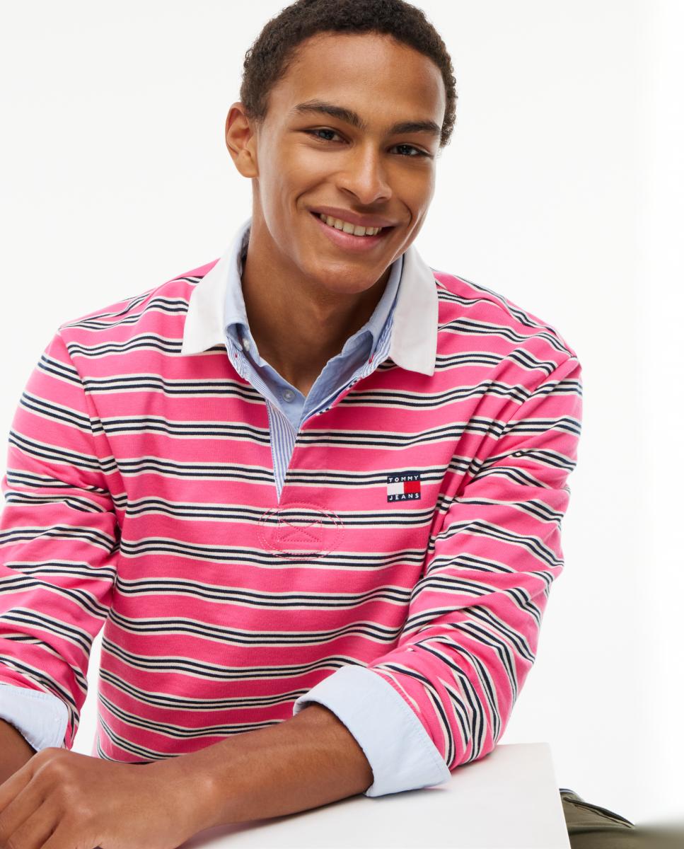 Polo Rugby TJM Striped Rugby Fúcsia-2